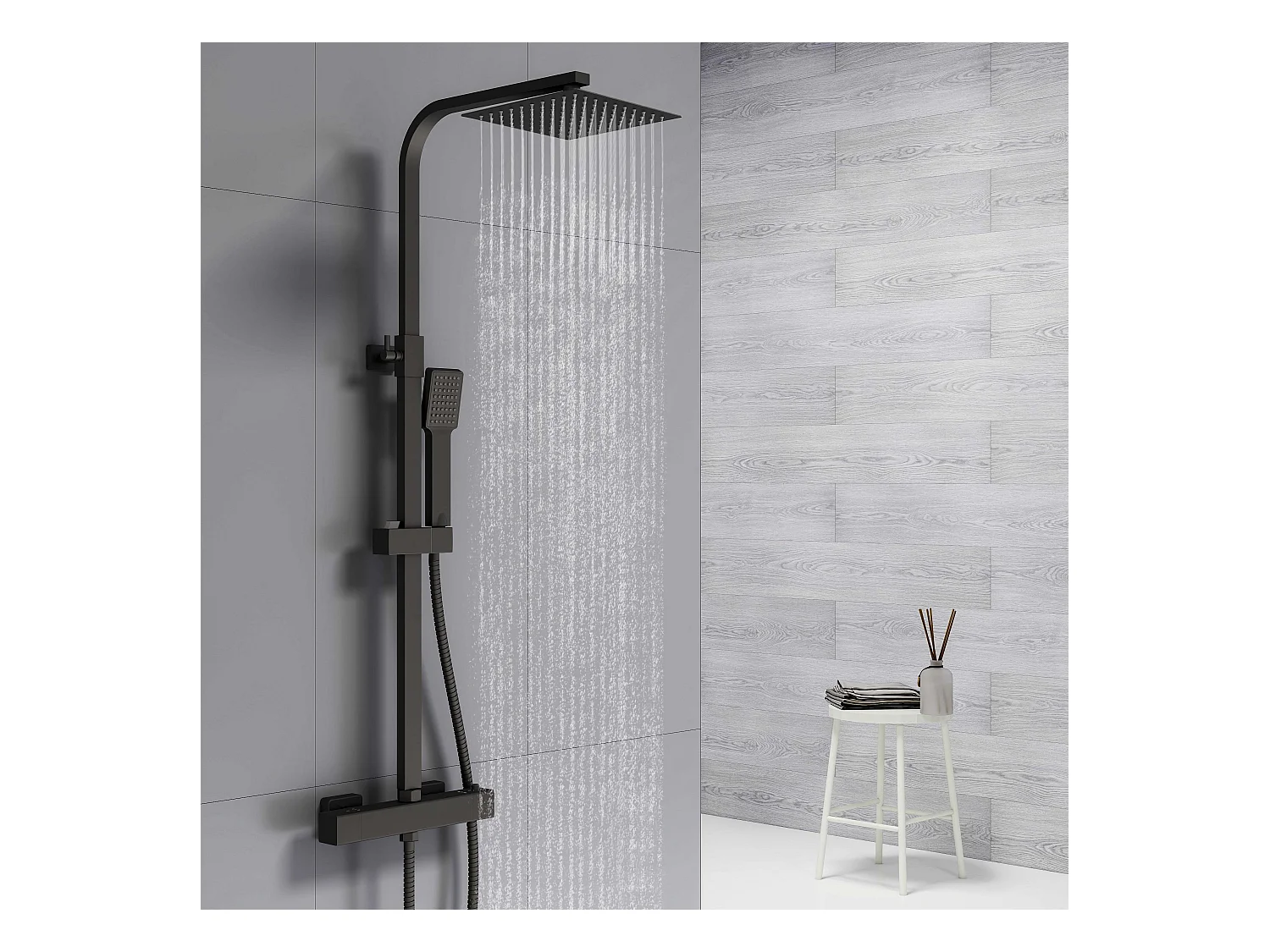 Colonne de Douche AICA avec Mitigeur Thermostatique 38 °C Laiton & Inox