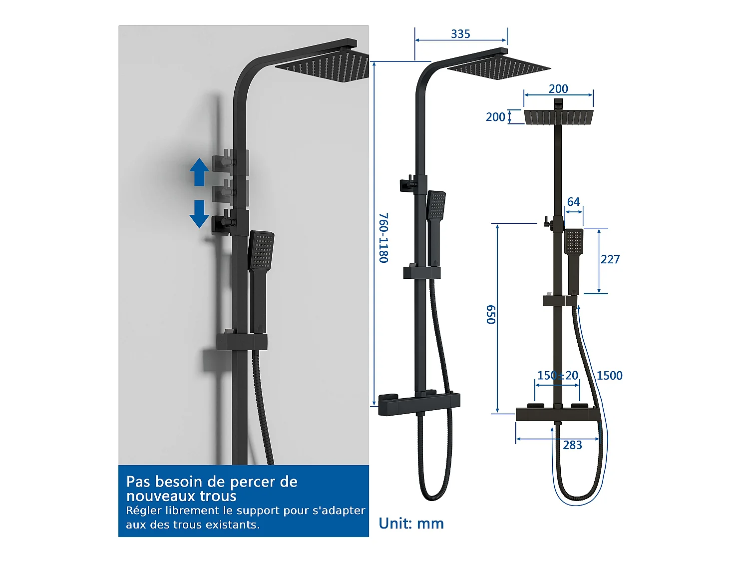 Colonne de Douche AICA avec Mitigeur Thermostatique 38 °C Laiton & Inox