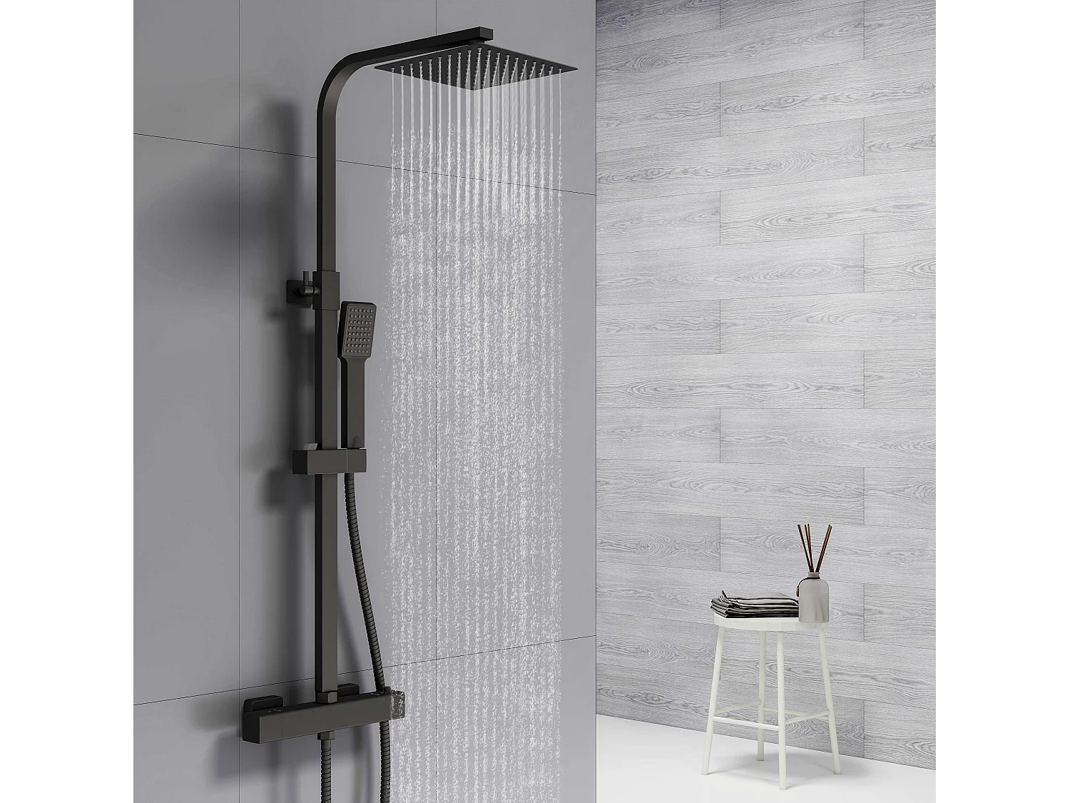 Colonne de Douche AICA avec Mitigeur Thermostatique 38 °C Laiton & Inox