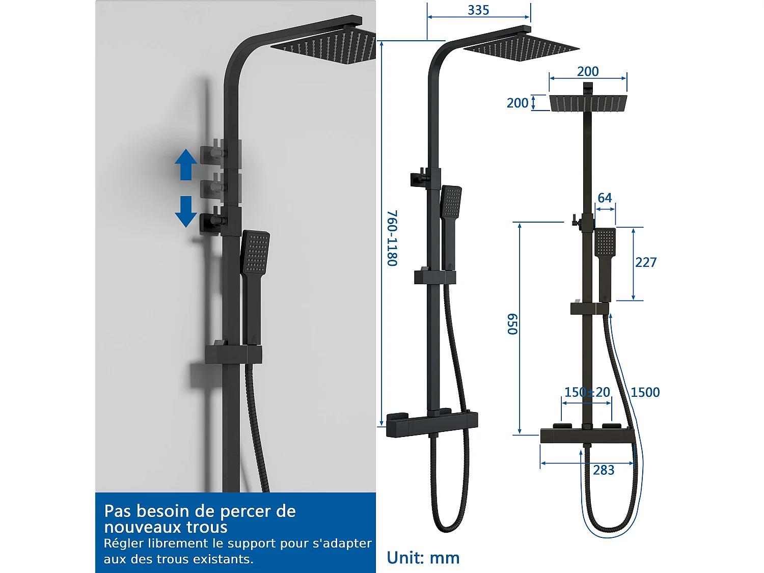 Colonne de Douche AICA avec Mitigeur Thermostatique 38 °C Laiton & Inox