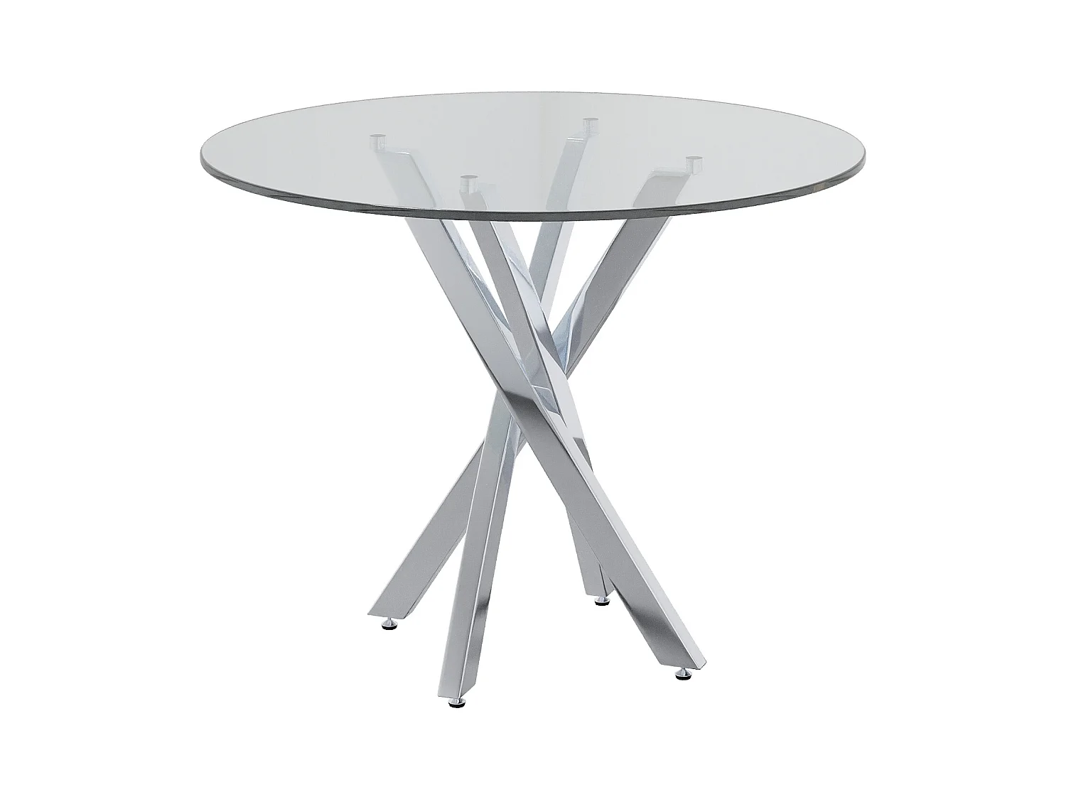 Table à manger ronde 80x80x75 cm - plateau en verre trempé - pieds galvanisés - argent