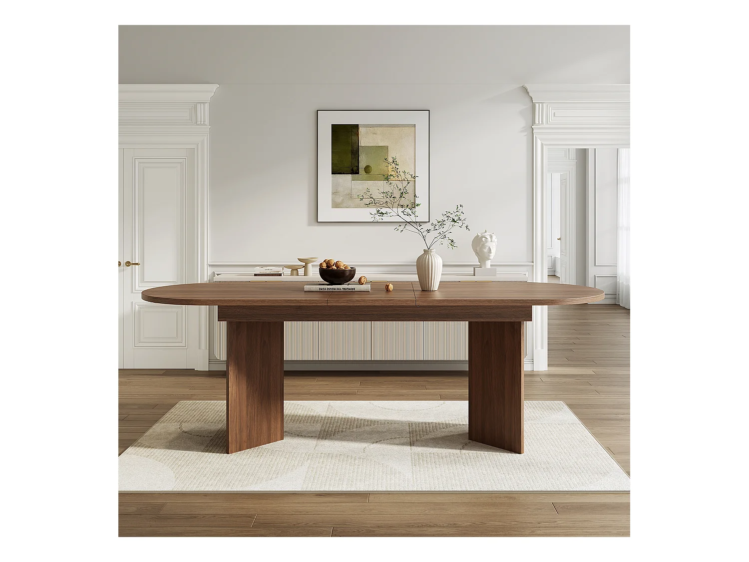 Uitschuifbare eettafel 160-200×90×75 cm - voor 4-6 personen - afgeronde hoeken - dik blad - MDF - bruin