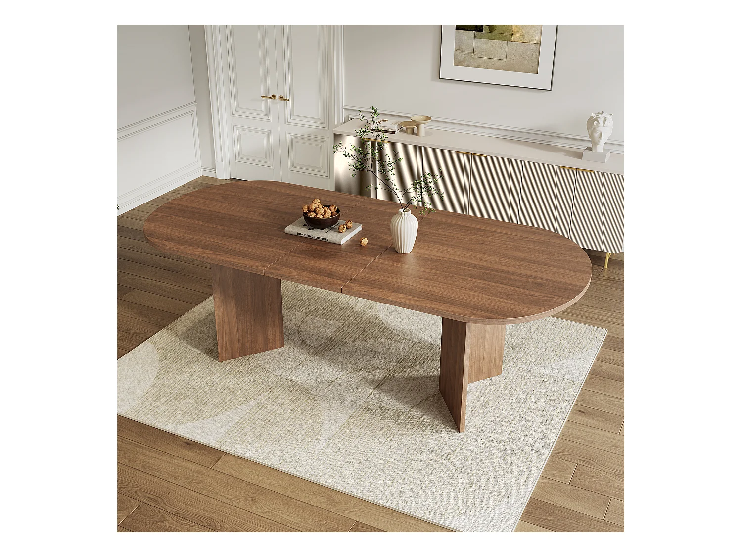 Uitschuifbare eettafel 160-200×90×75 cm - voor 4-6 personen - afgeronde hoeken - dik blad - MDF - bruin