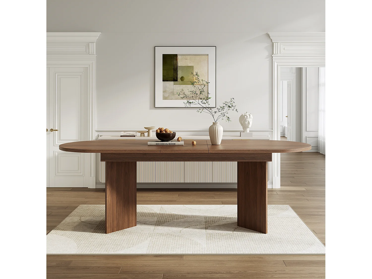 Tavolo da pranzo estensibile 160-200×90×75 cm - per 4-6 persone - angoli arrotondati - piano spesso - MDF - marrone