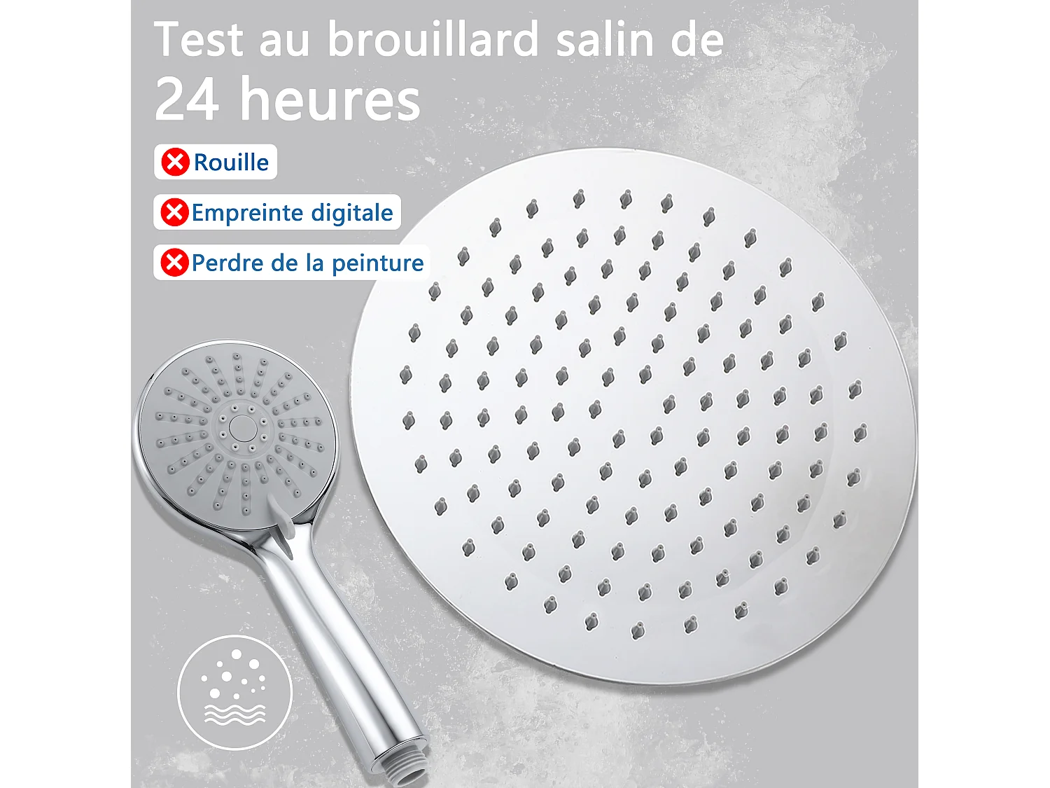 AICA Colonne de Douche Thermostaique 38 °C Ensemble de douche avec Tête de Douche de 10 Pouces Douchette 3 Jets Hauteur Réglable- Ronde