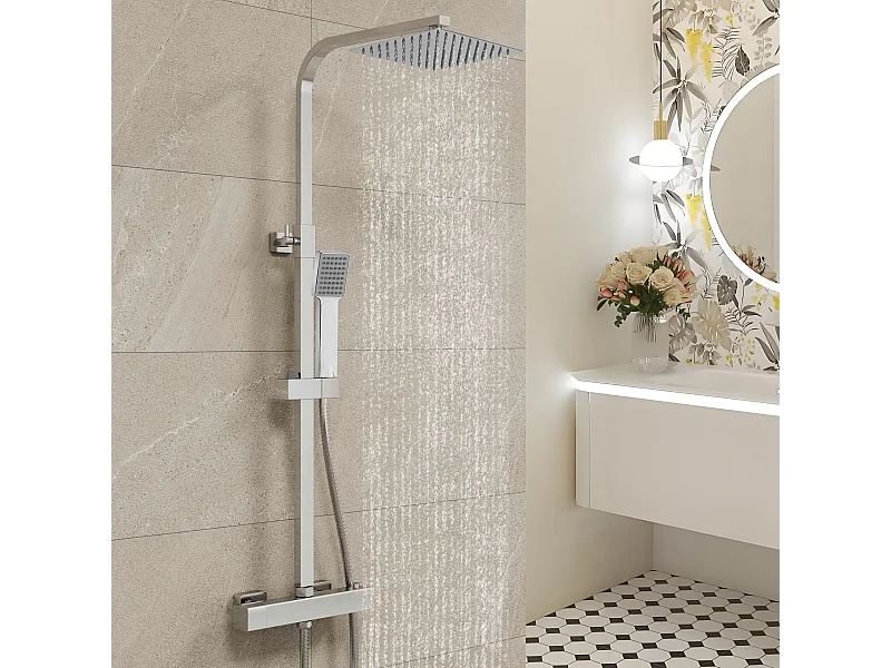 Colonne de Douche AICA avec Mitigeur Thermostatique 38 °C Laiton & Inox