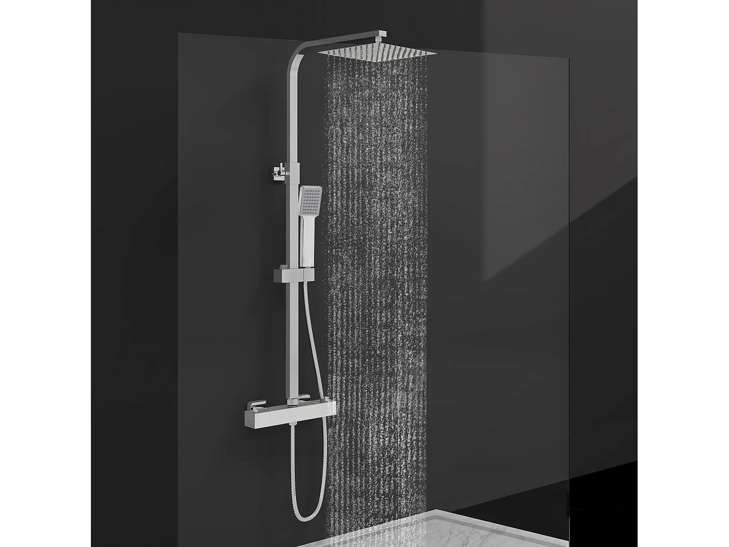 Colonne de Douche AICA avec Mitigeur Thermostatique 38 °C Laiton & Inox