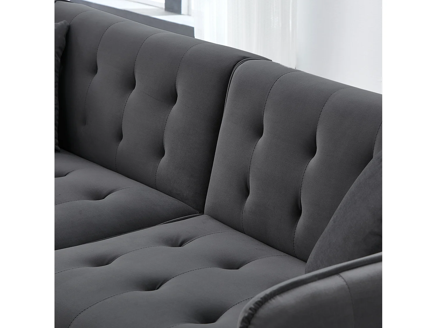 Multifunctionele 2-zits bank - Verstelbare rugleuning - Verstelbare armleuningen - Fluweel - ​​Grijs​