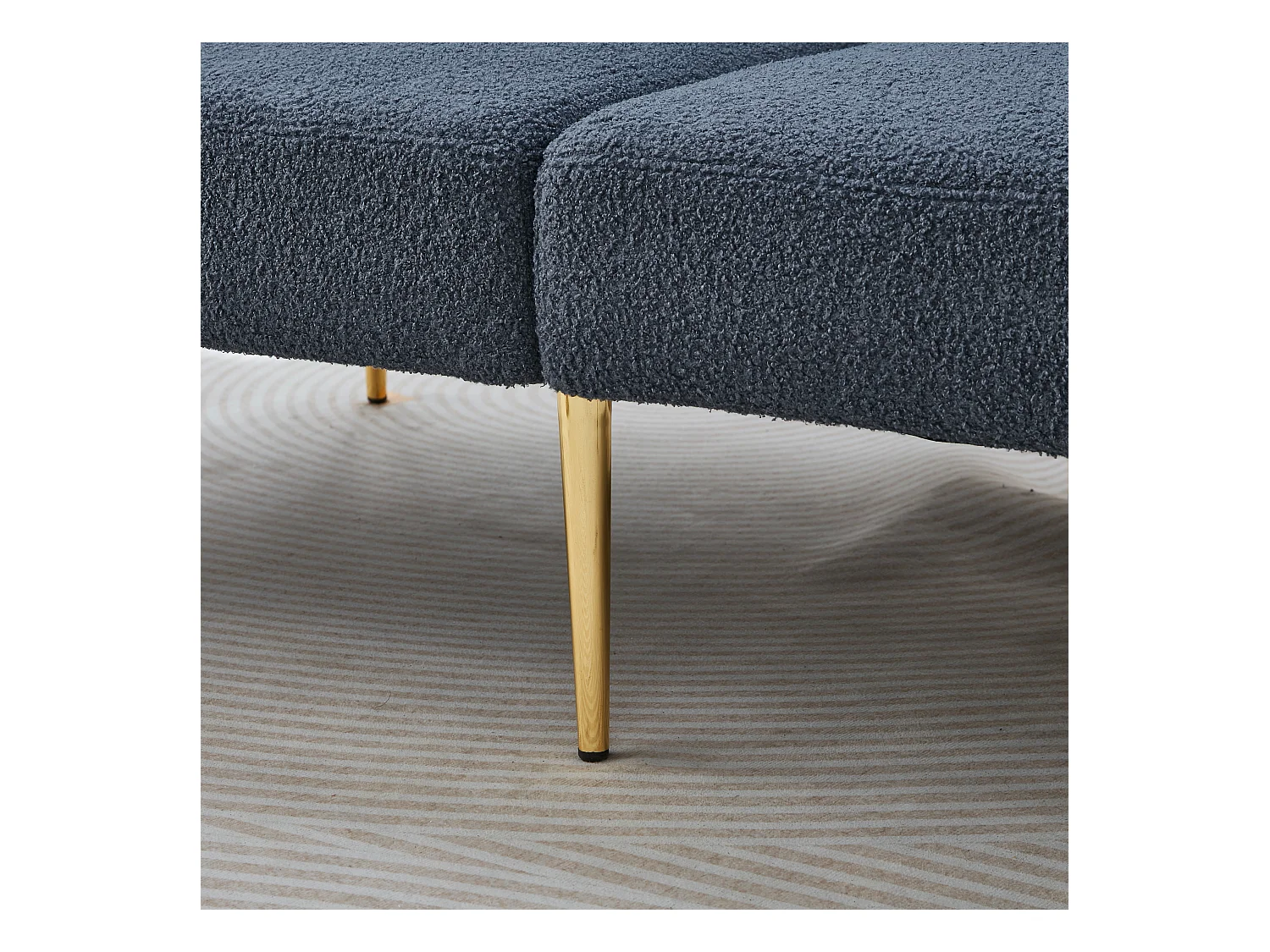 Canapé 2 places - Dossier réglable - Pieds en métal plaqué or - Gris-bleu