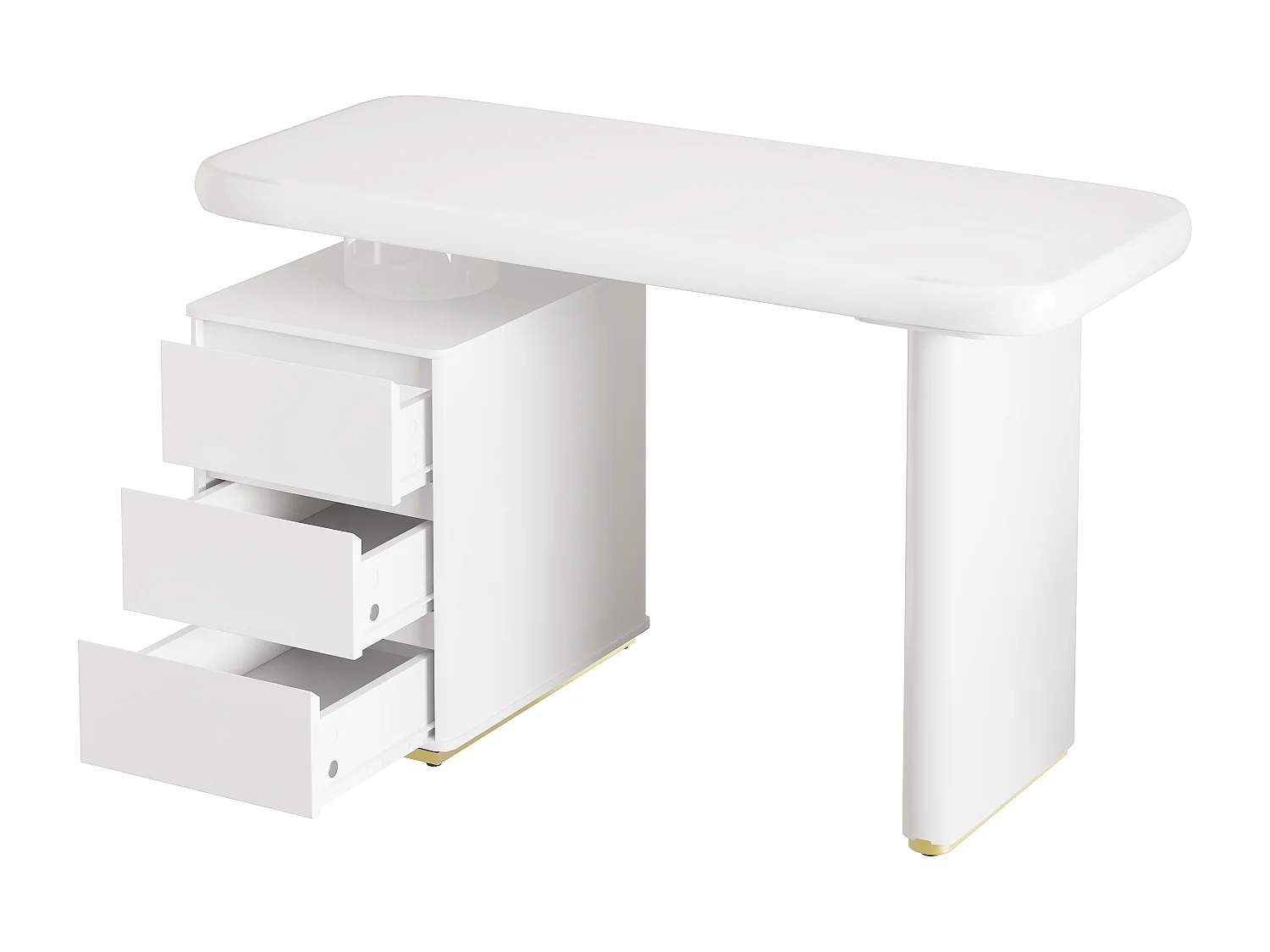 Schreibtisch 117×50×74 cm - In Wolkenform - Verstärfte Tischplatte und Beine - 3 Schubladen - Lackierte Oberfläche - MDF - Weiß