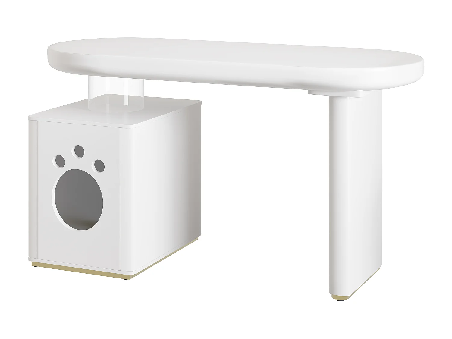 Schreibtisch mit Haustiernische - 117×50×76 cm - Verstärkte Beine - Für Haustiere der Größe M bis XL - Lackierte Oberfläche - Weiß