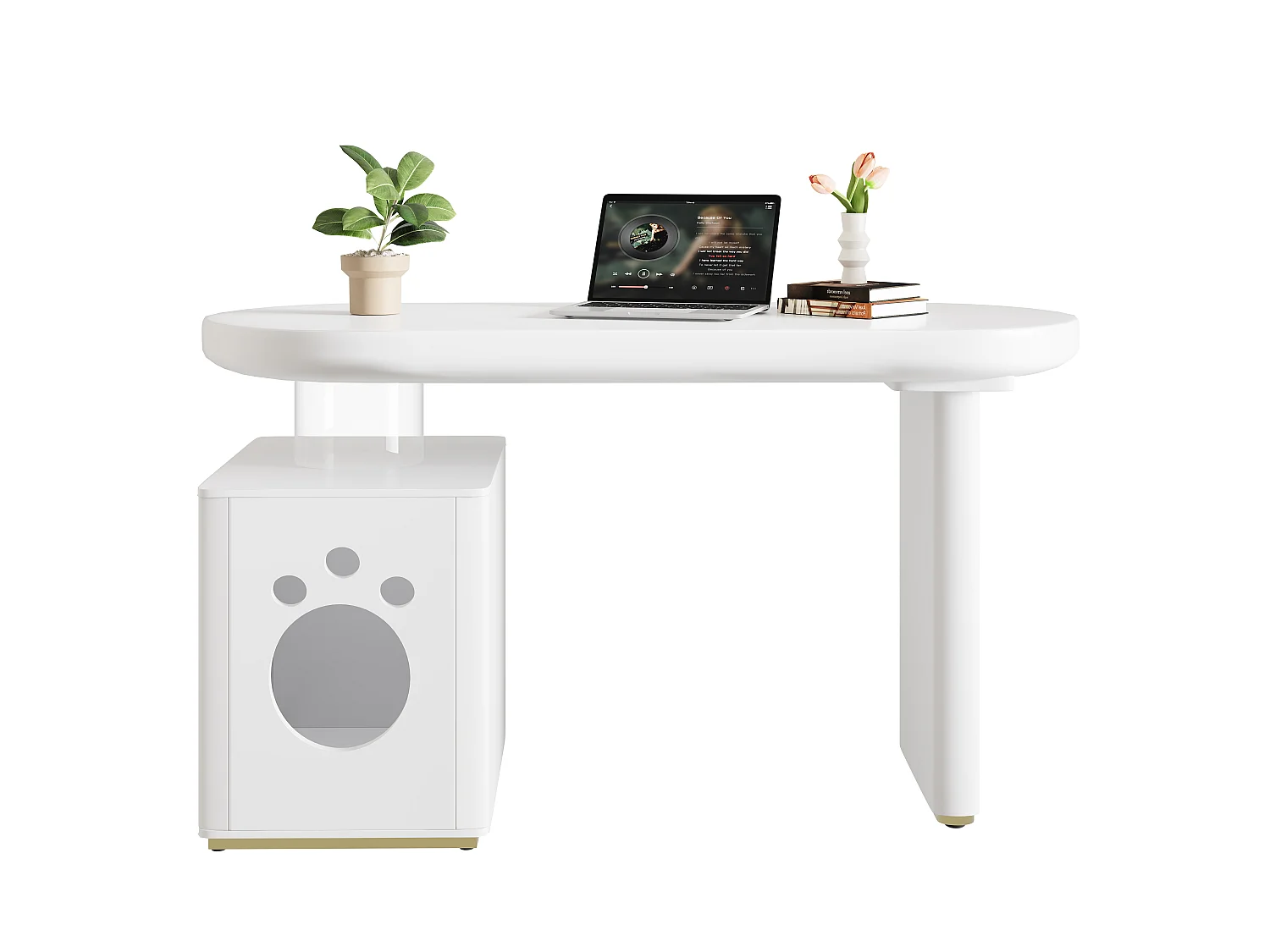 Bureau - 117×50×76 cm - Pieds renforcés - bureau épaissi - Finition laquée - Blanc