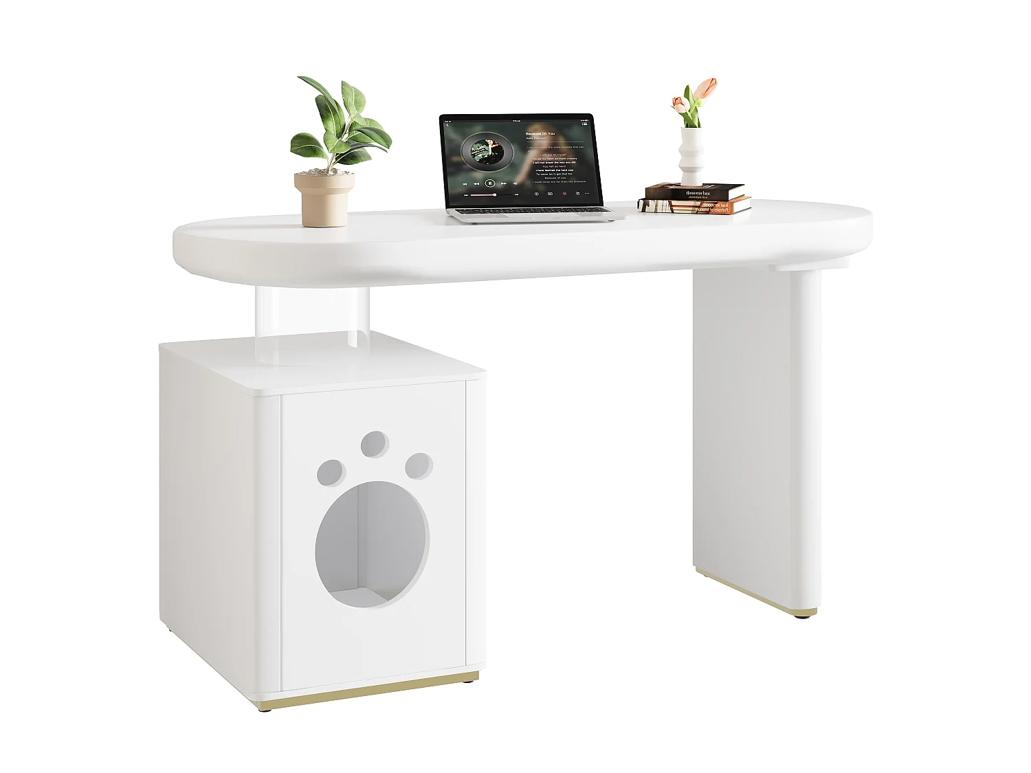 Bureau - 117×50×76 cm - Pieds renforcés - bureau épaissi - Finition laquée - Blanc