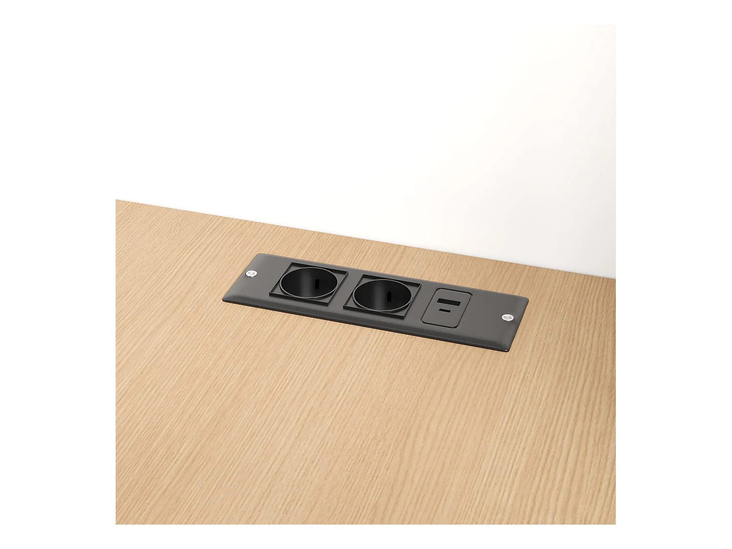 Bureau pliable 104.5x30.5x160 cm - avec bibliothèque - prises et ports USB - Étagères réglables - Avec roulettes - Blanc+naturel