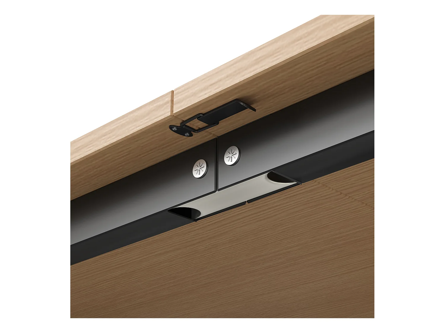 Bureau pliable 104.5x30.5x160 cm - avec bibliothèque - prises et ports USB - Étagères réglables - Avec roulettes - Blanc+naturel