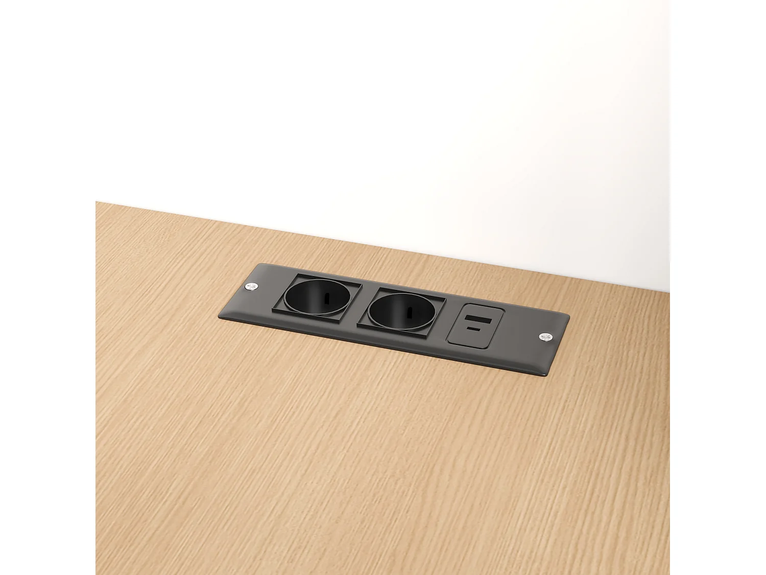 Bureau pliable 104.5x30.5x160 cm - avec bibliothèque - prises et ports USB - Étagères réglables - Avec roulettes - Blanc+naturel