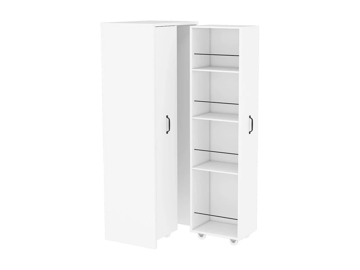 Libreria estensibile 51.5x41x158 cm - Sinistra e destra intercambiabili - con rotelle - MDF - Bianco