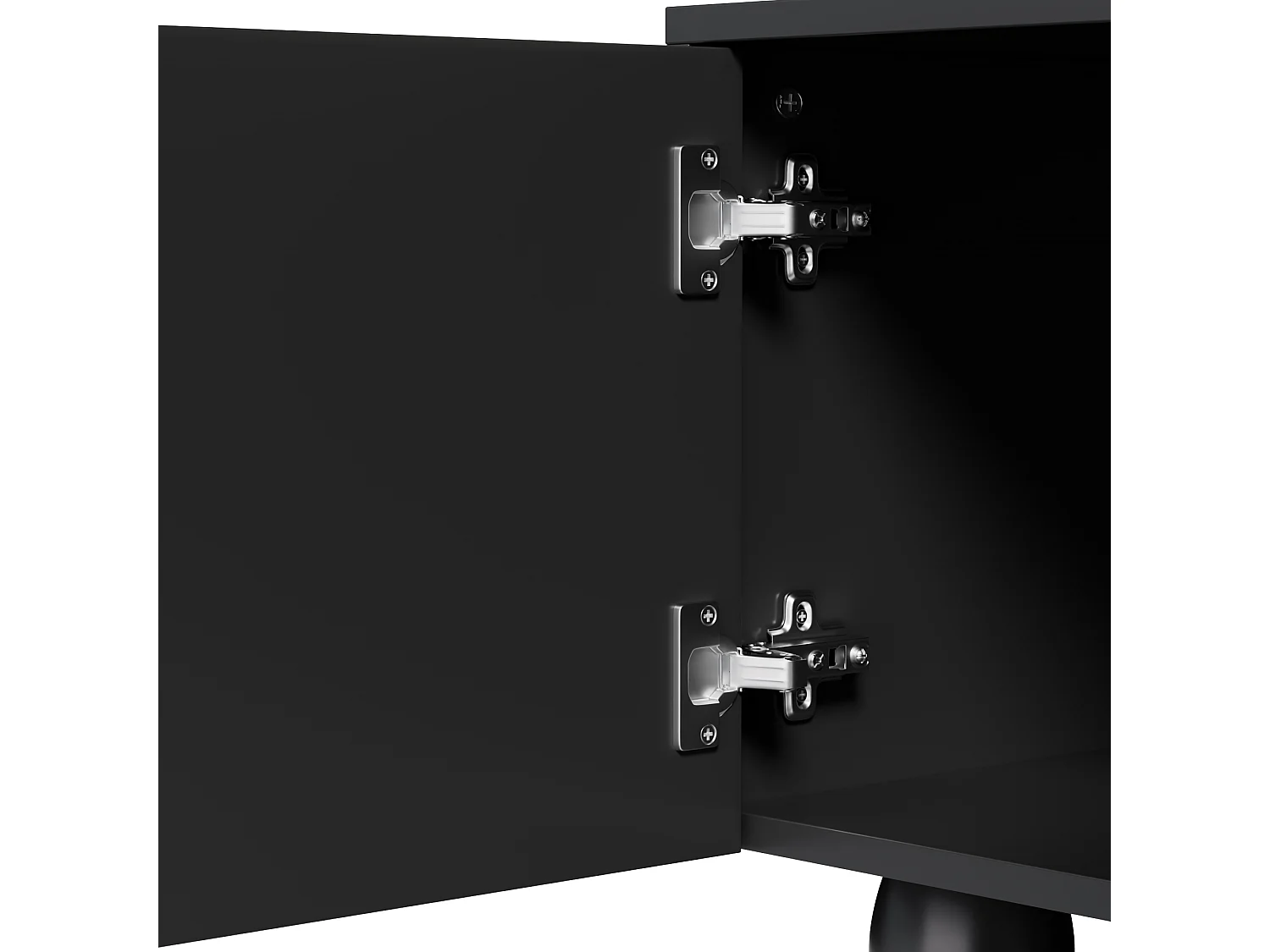 TV-Schrank 180×40×42 cm - 2 Schubladen und 4 Türen - Massivholzfüße - Spanplatte - schwarz