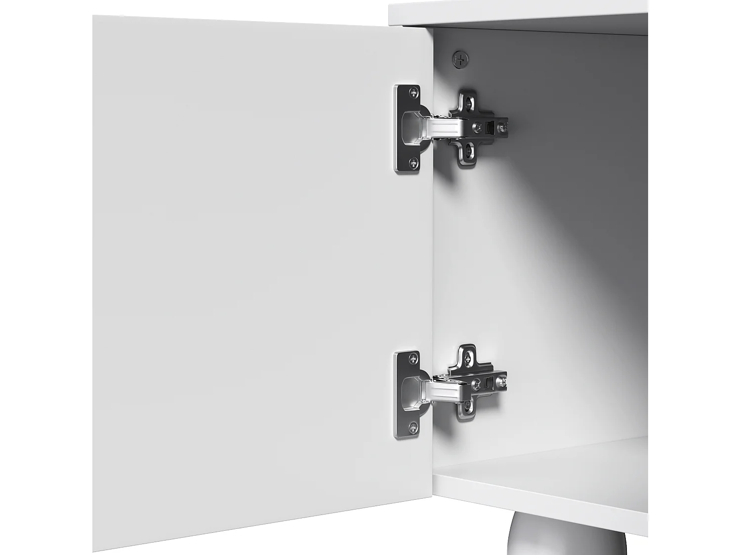 TV-meubel 180×40×42 cm - 2 laden en 4 deuren - massief houten poten - spaanplaat - wit