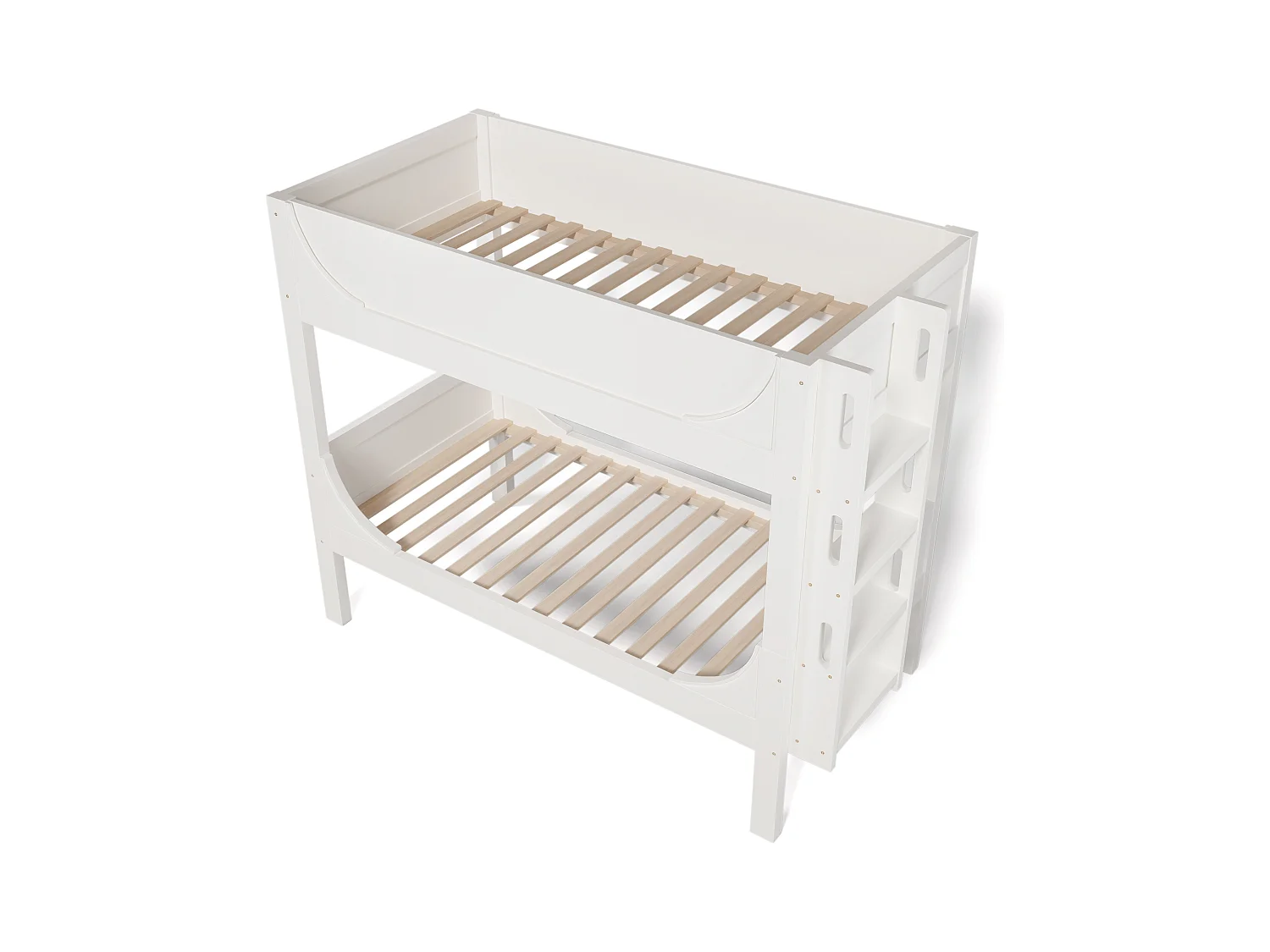 Lit superposé 90x200cm - peut être divisé en 2 lits simples - avec échelle amovible - Bois massif + MDF - Blanc (sans matelas)