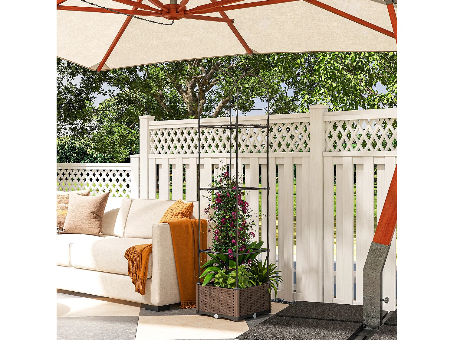 Fioriera da esterno con vaso autoirrigante metallo marrone nero