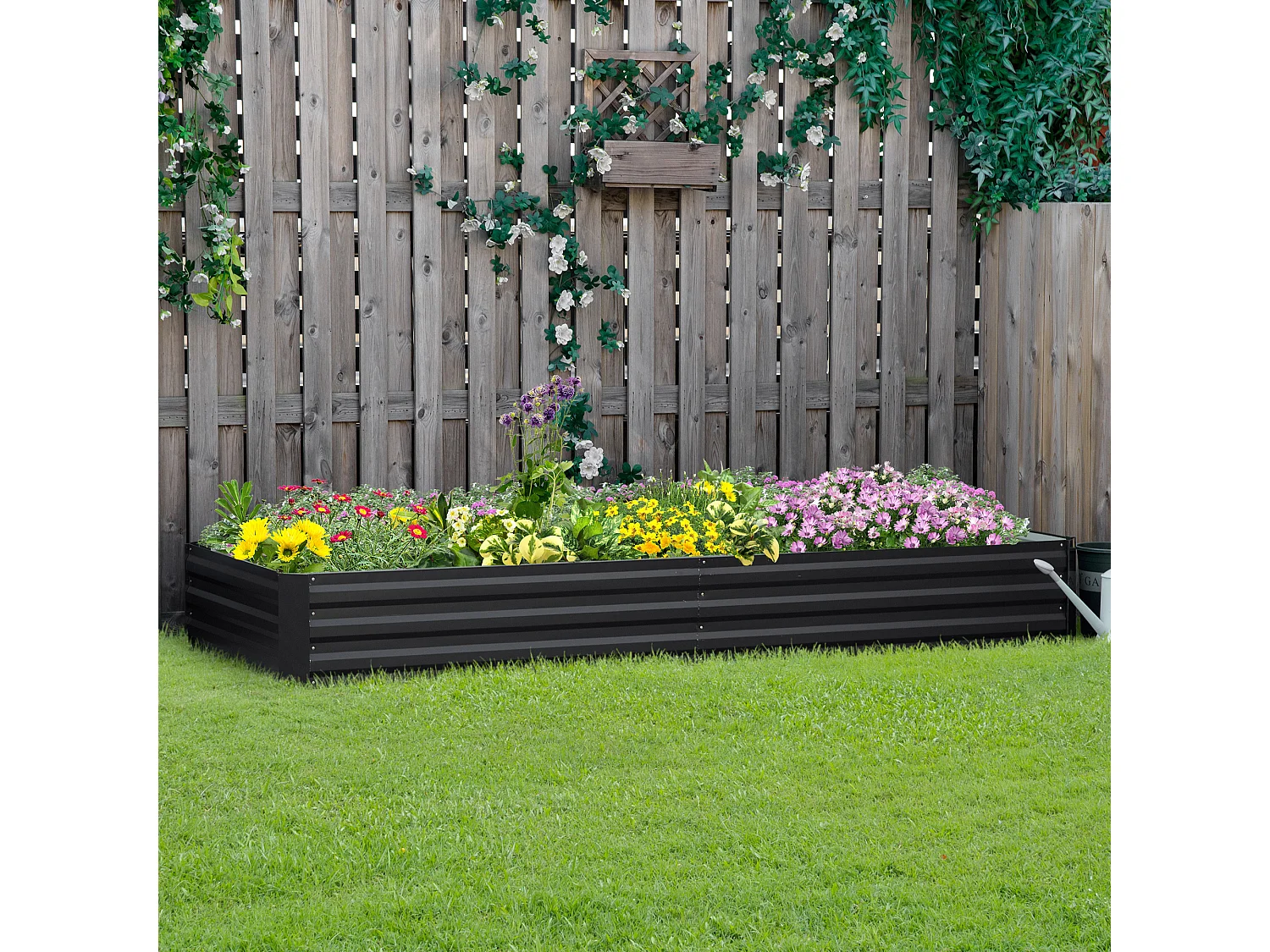 Letto per orto rialzato in metallo portapiante da esterno grigio