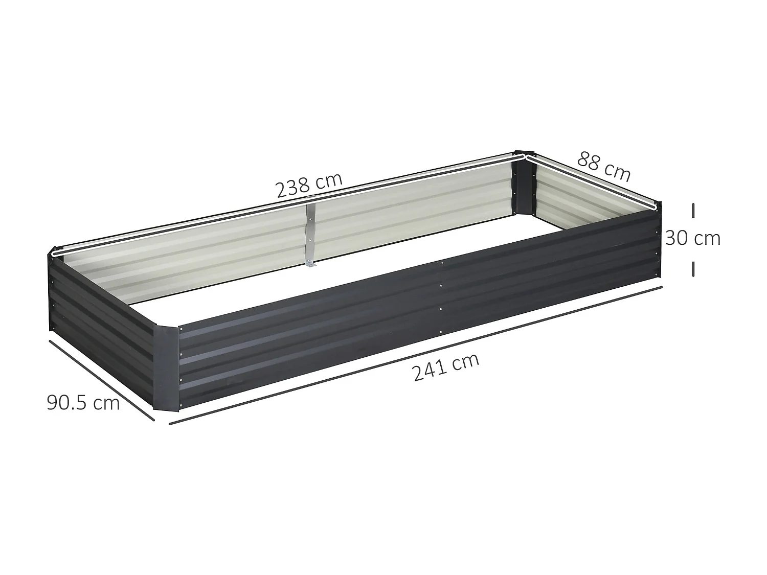 Letto per orto rialzato in metallo portapiante da esterno grigio