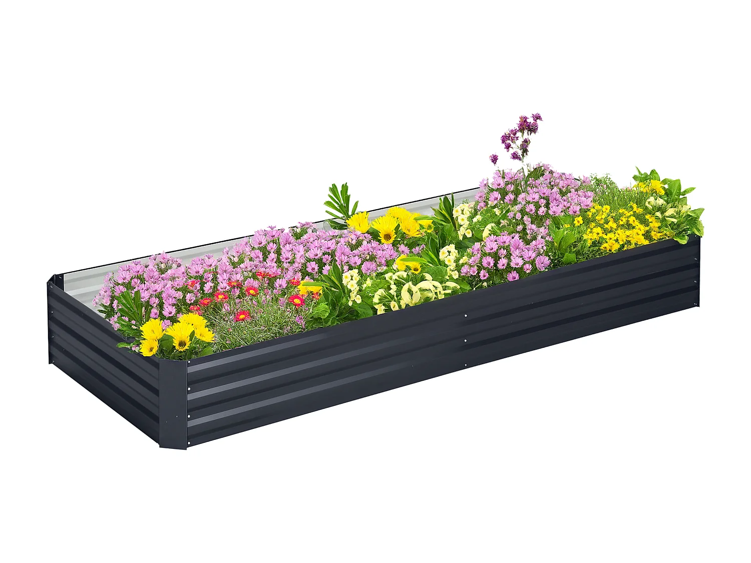 Letto per orto rialzato in metallo portapiante da esterno grigio