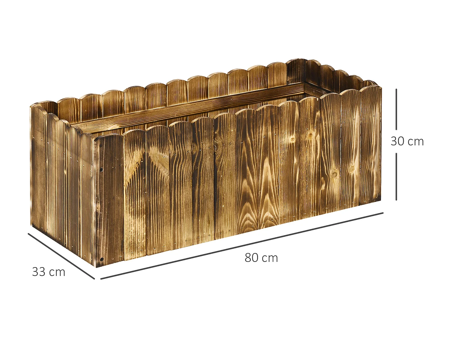 Fioriera da giardino rettangolare per piante e fiori in legno di abete