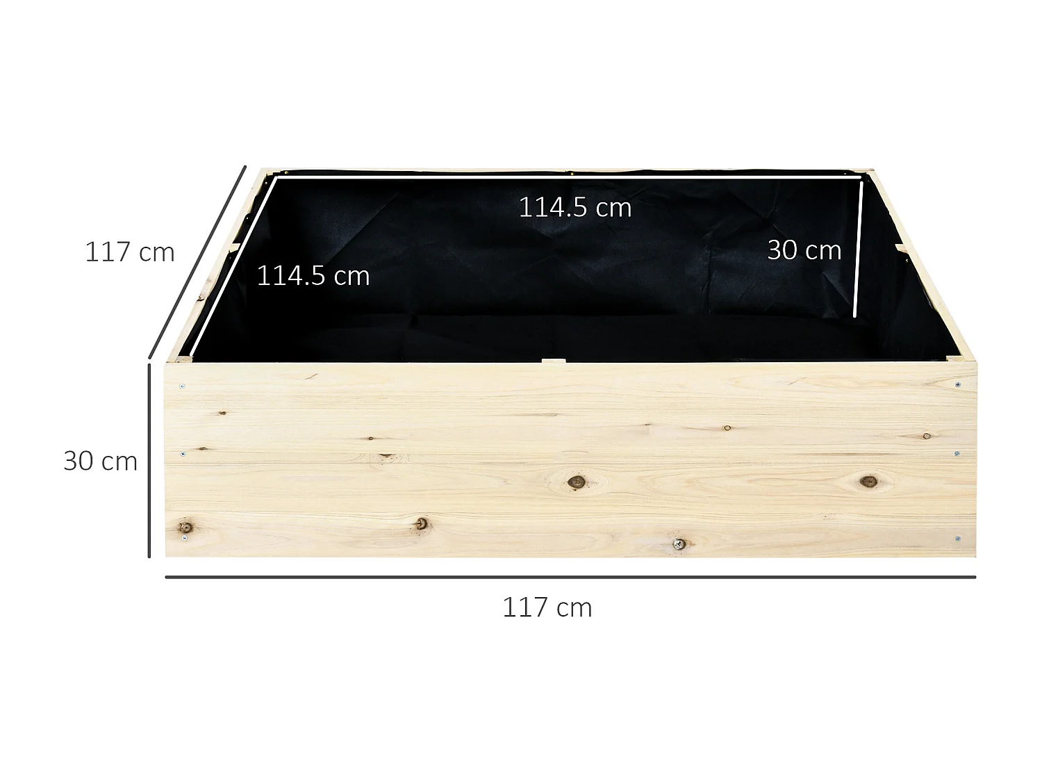 Letto per orto rialzato in legno 117x117cm per piante e fiori