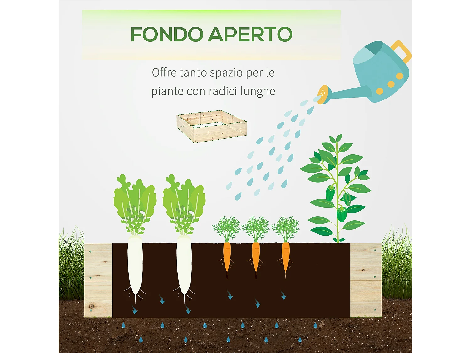 Letto per orto rialzato in legno 117x117cm per piante e fiori