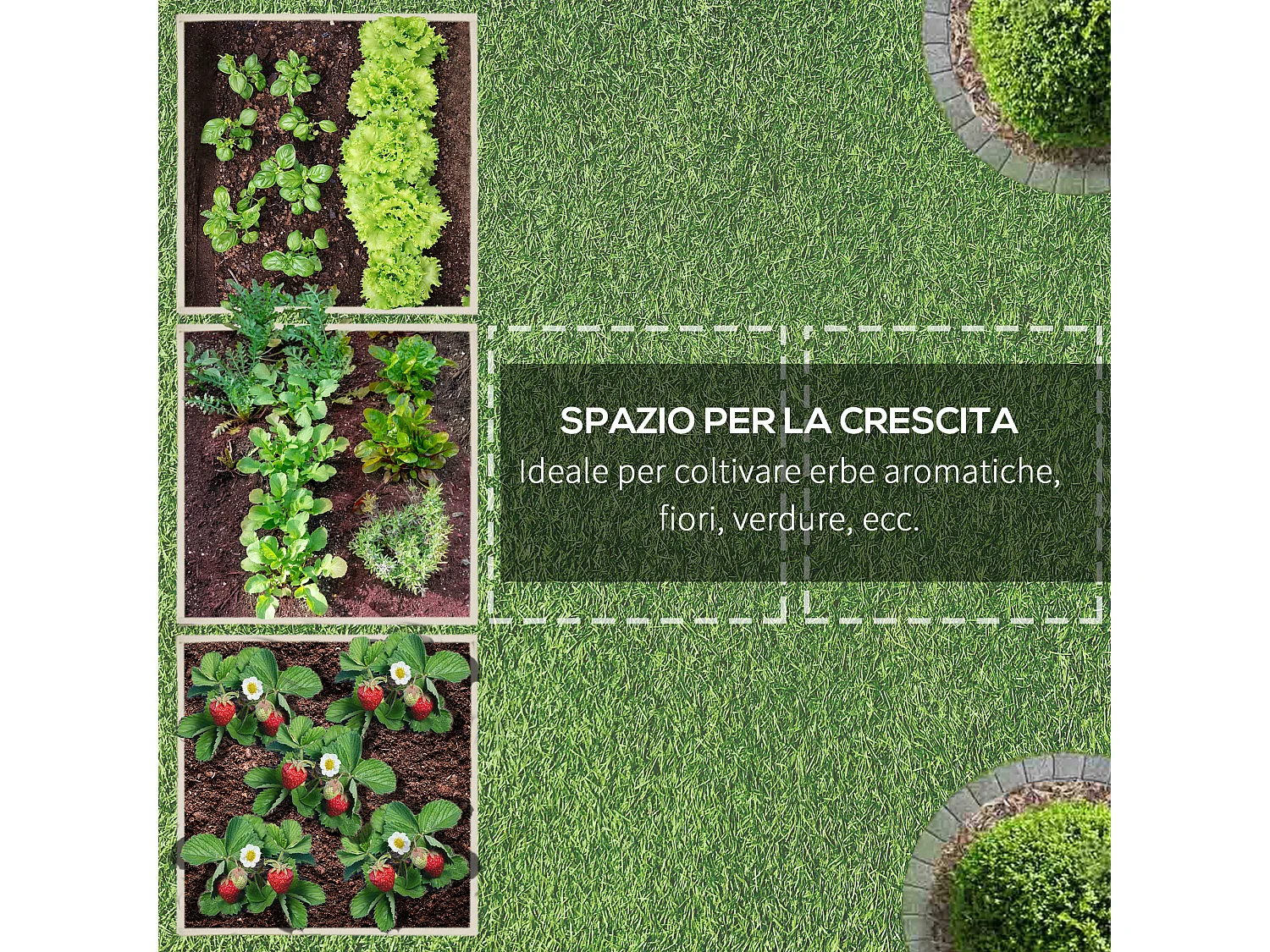 Letto per orto rialzato in legno 117x117cm per piante e fiori