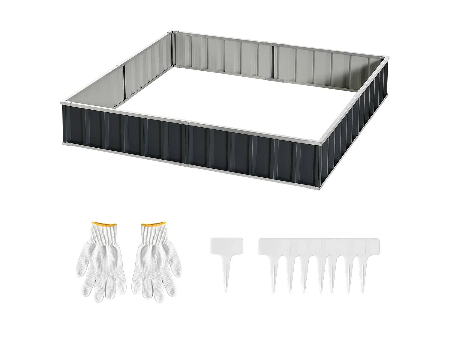 Aiuola rialzata modulabile e senza fondo in acciaio grigio scuro