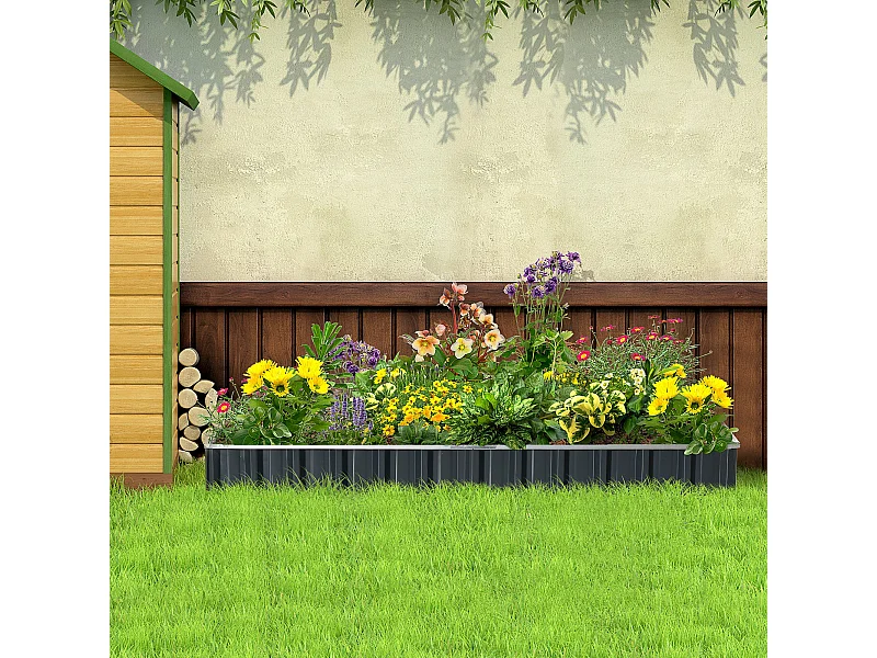 Aiuola rialzata modulabile e senza fondo in acciaio grigio scuro