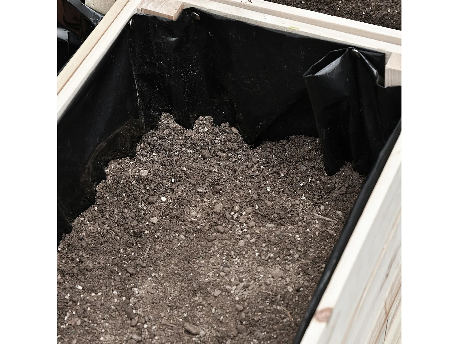 Fioriera da giardino in legno per orto con 4 vasi portapiante