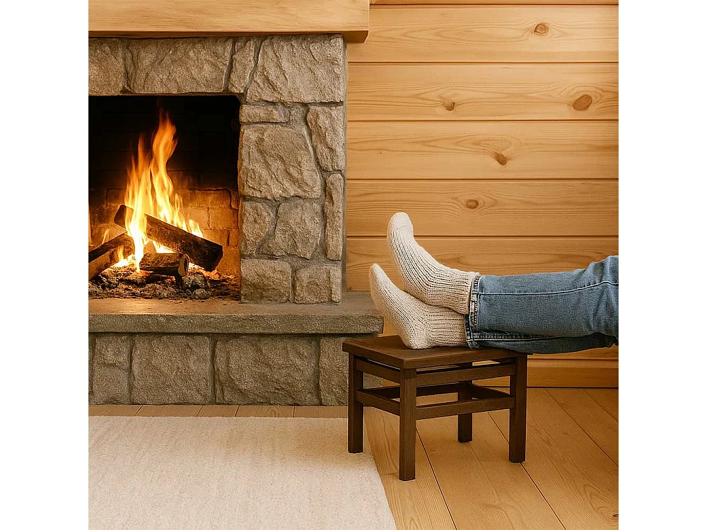 Ensemble de 2 tabourets bas, repose-pieds, bancs, assises en bois de noyer foncé