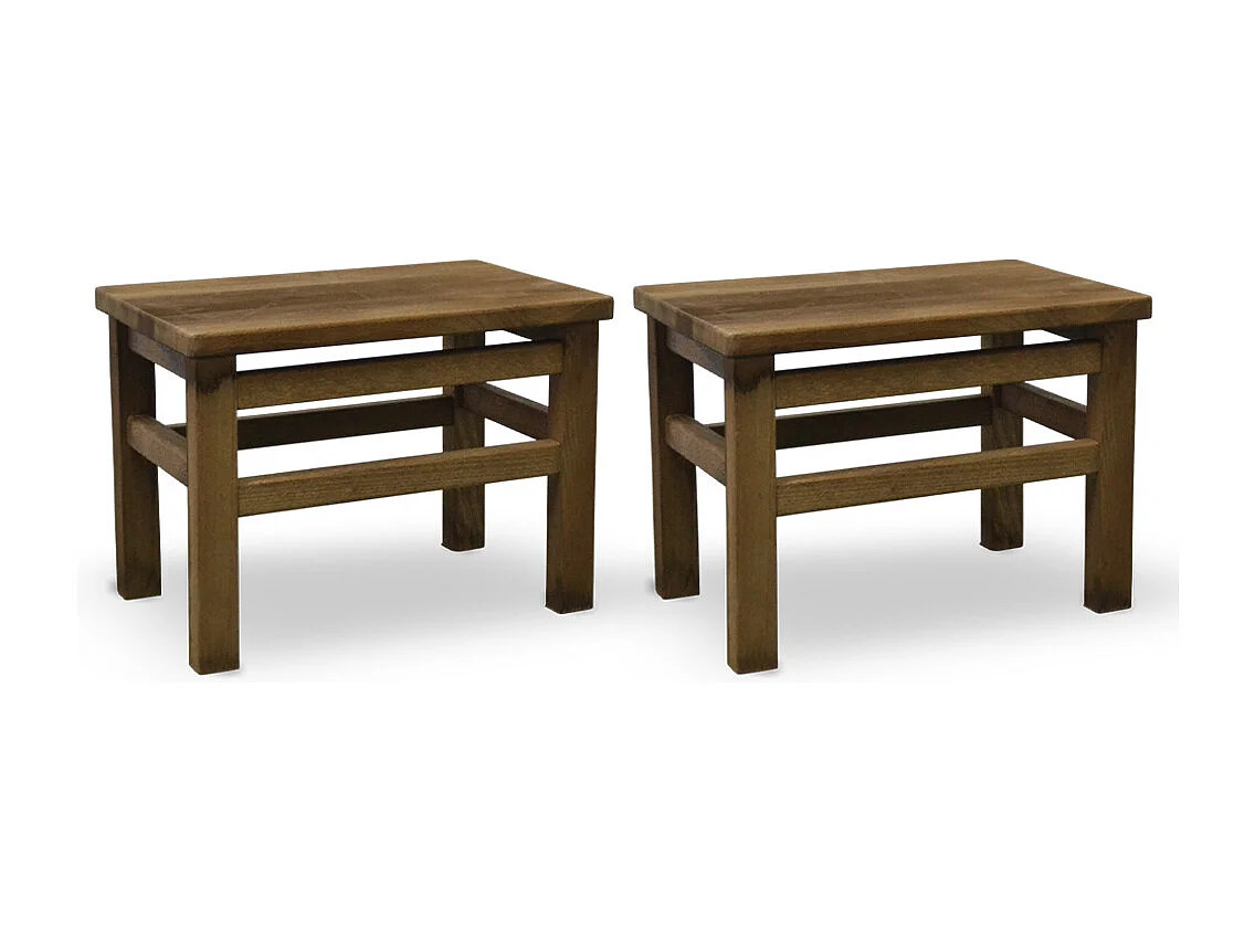 Set di 2 sgabelli bassi sgabellini panche poggiapiedi seduta in legno noce scuro