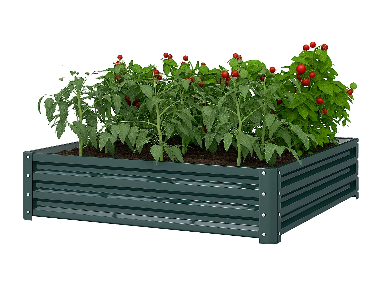 Letto per orto rialzato a fondo aperto in acciaio zincato verde