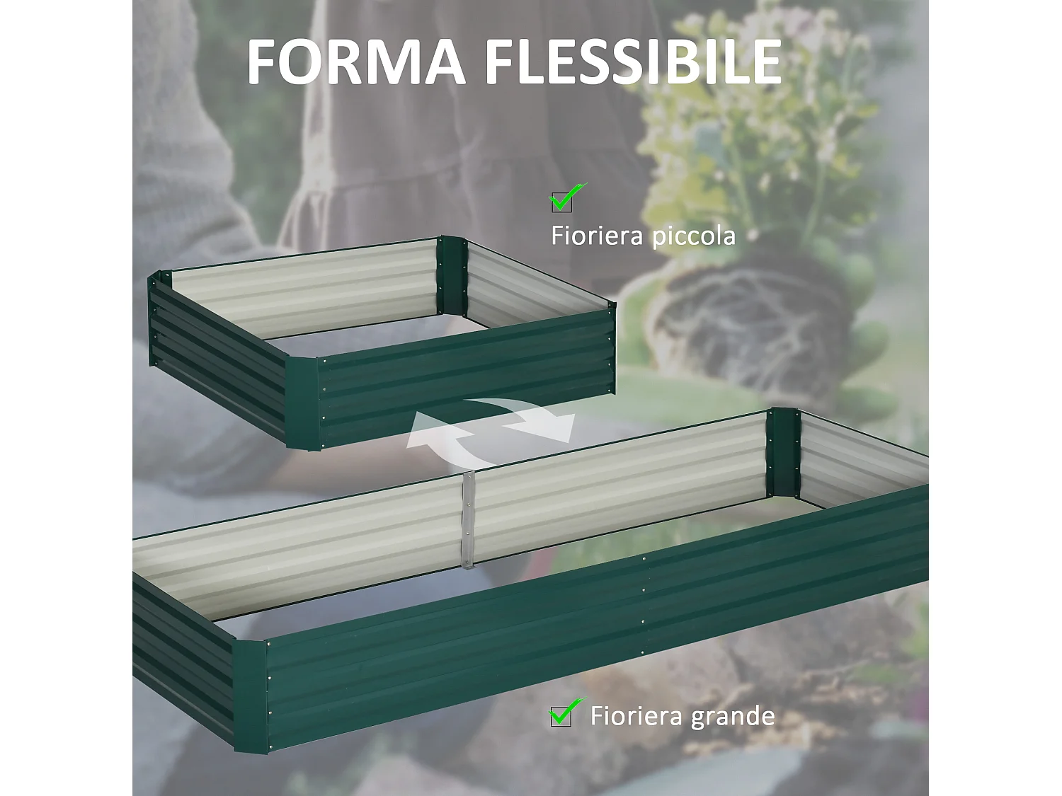 Letto per orto rialzato in metallo portapiante da esterno