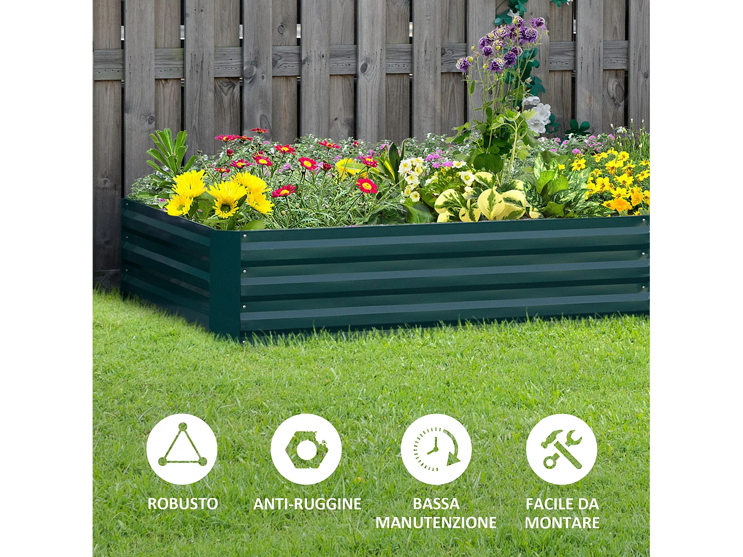 Letto per orto rialzato in metallo portapiante da esterno