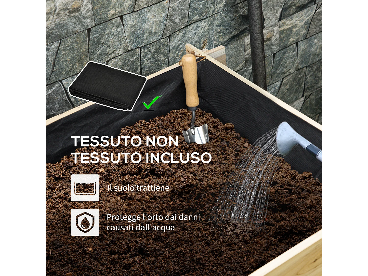 Orto rialzato a 3 livelli per piante da giardino in legno