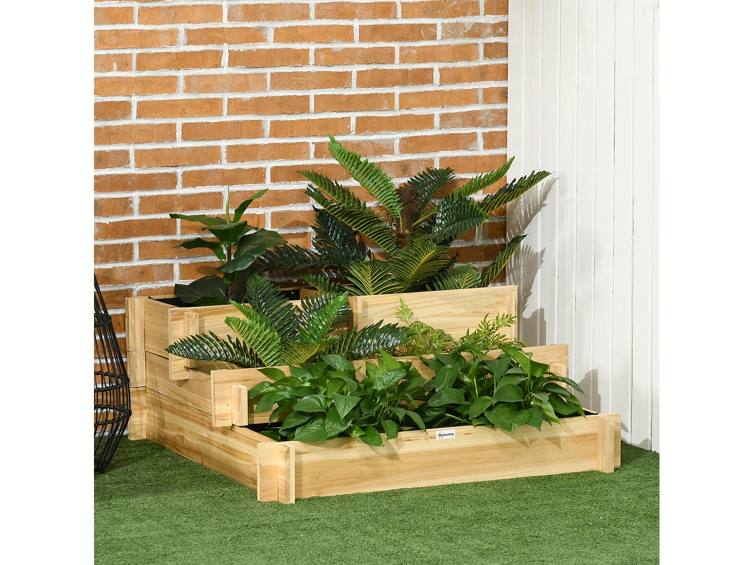 Orto rialzato a 3 livelli per piante da giardino in legno