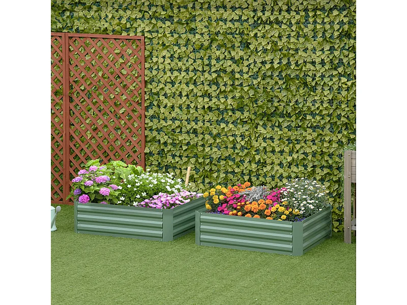 Set di 2 letti per orto rialzati in acciaio zincato 100x100cm