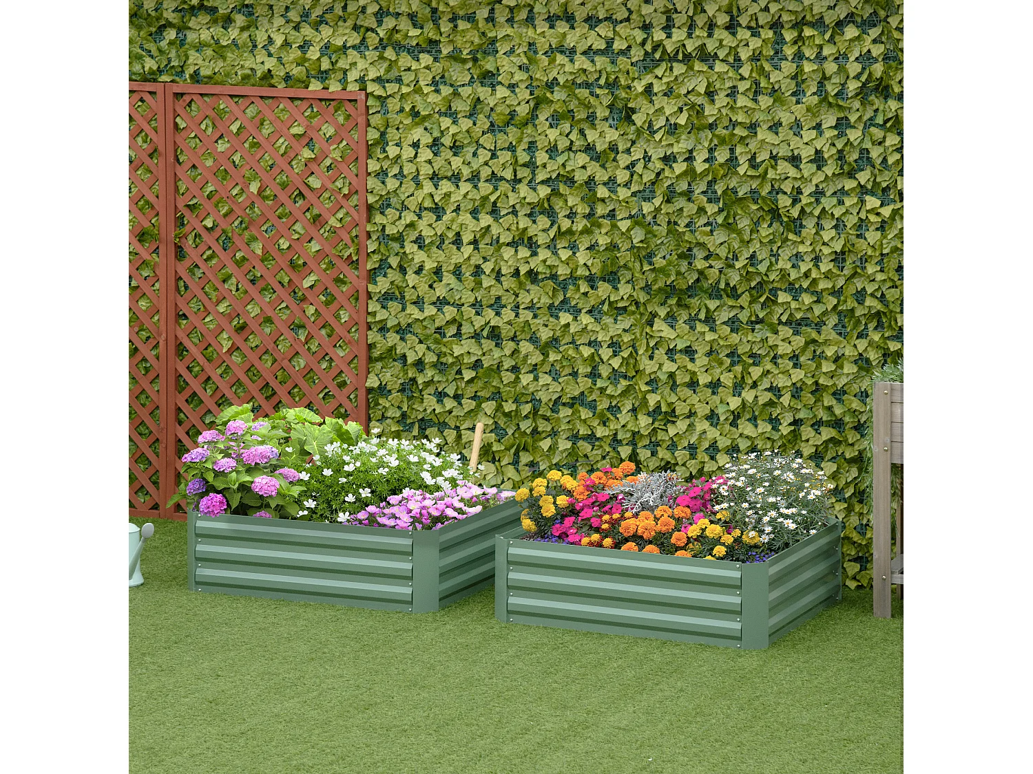 Set di 2 letti per orto rialzati in acciaio zincato 100x100cm