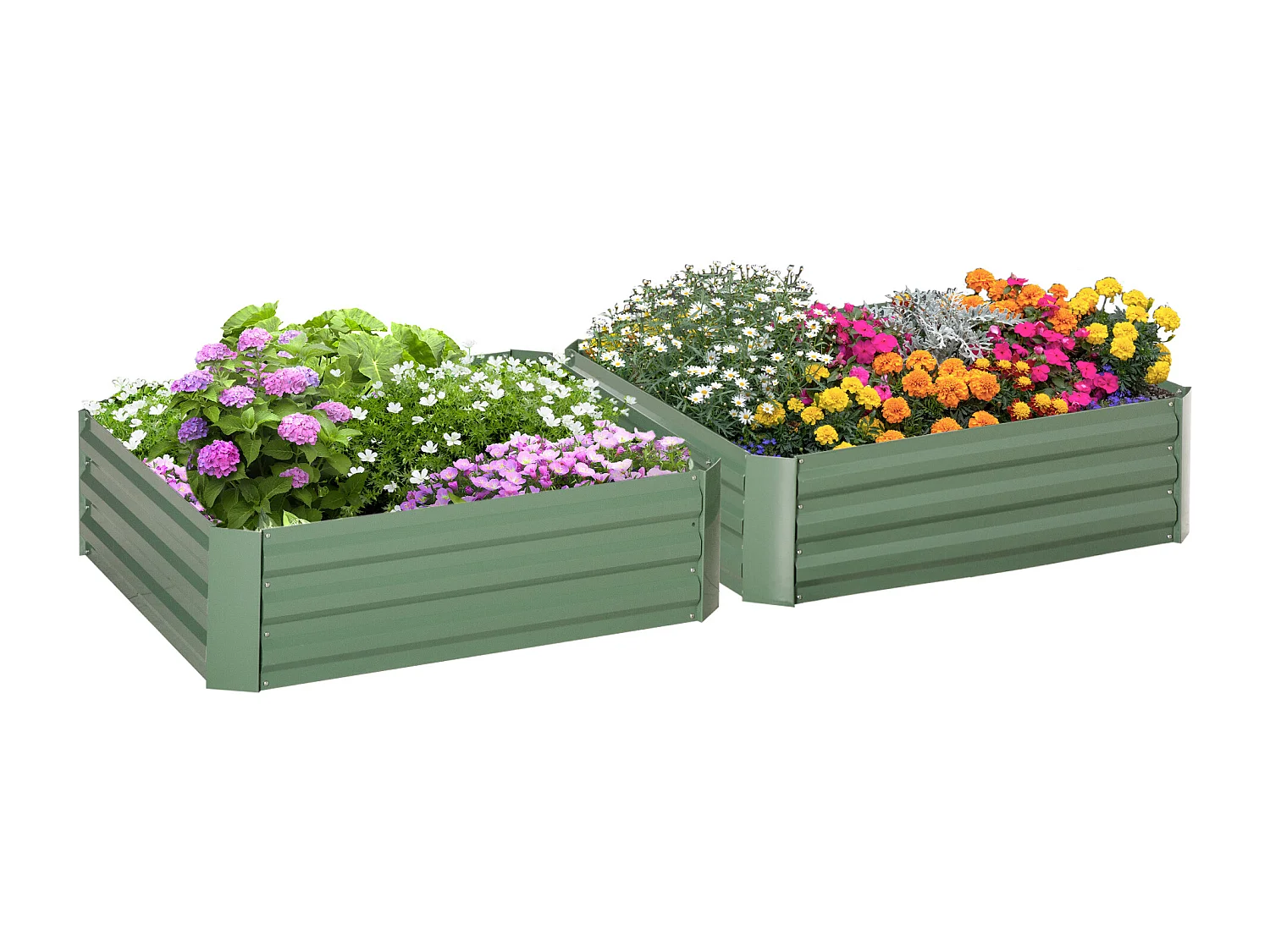 Set di 2 letti per orto rialzati in acciaio zincato 100x100cm