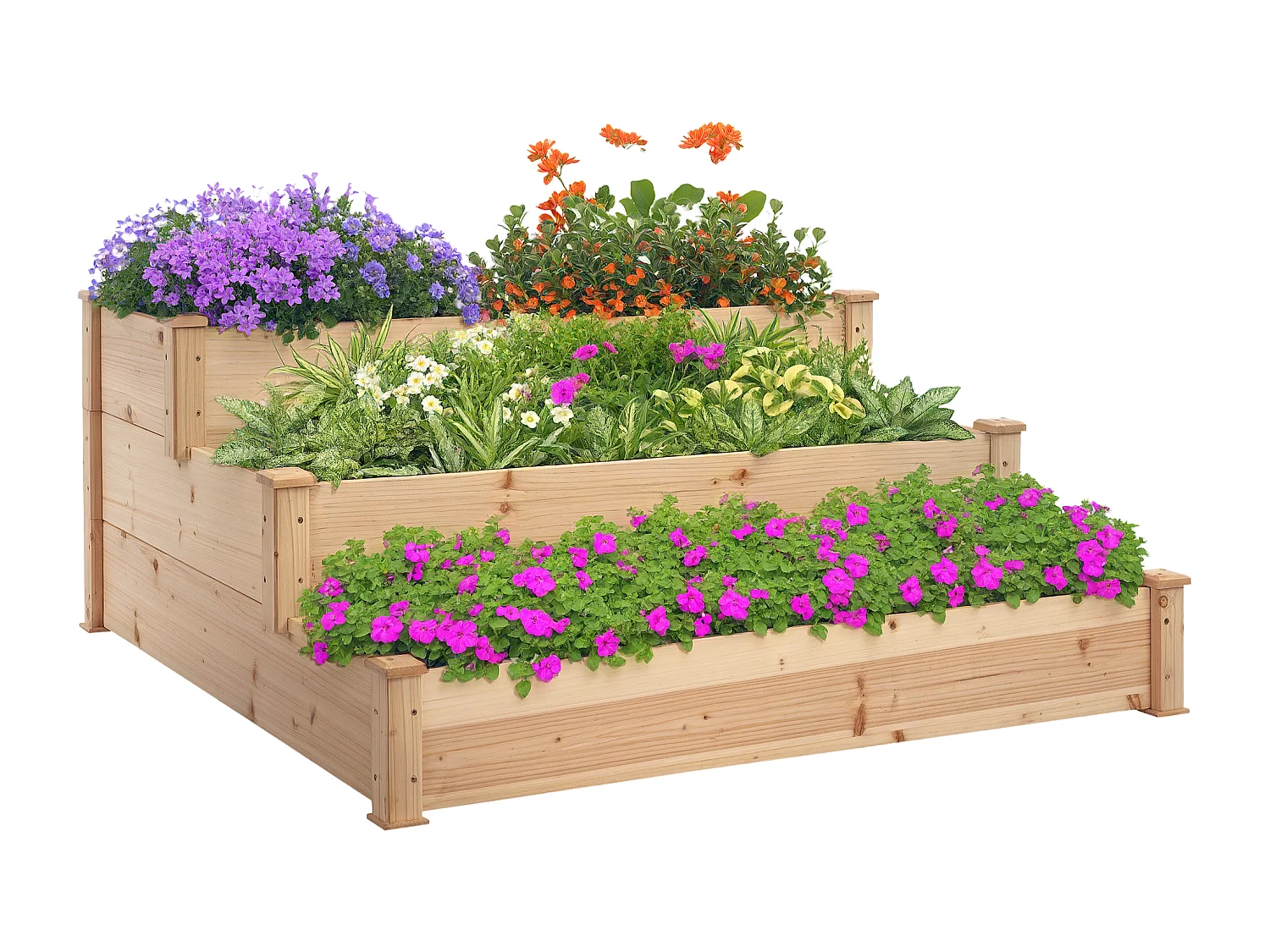 Lettino per orto rialzato a 3 livelli in legno naturale