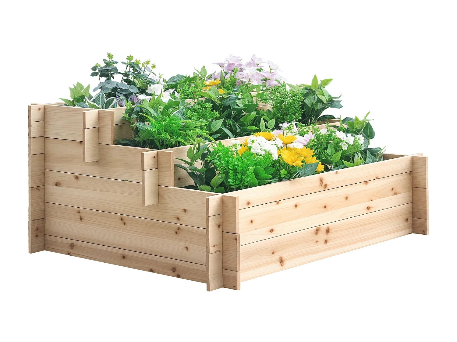 Fioriera in legno a 3 livelli cassetta per orto 120x100x54cm