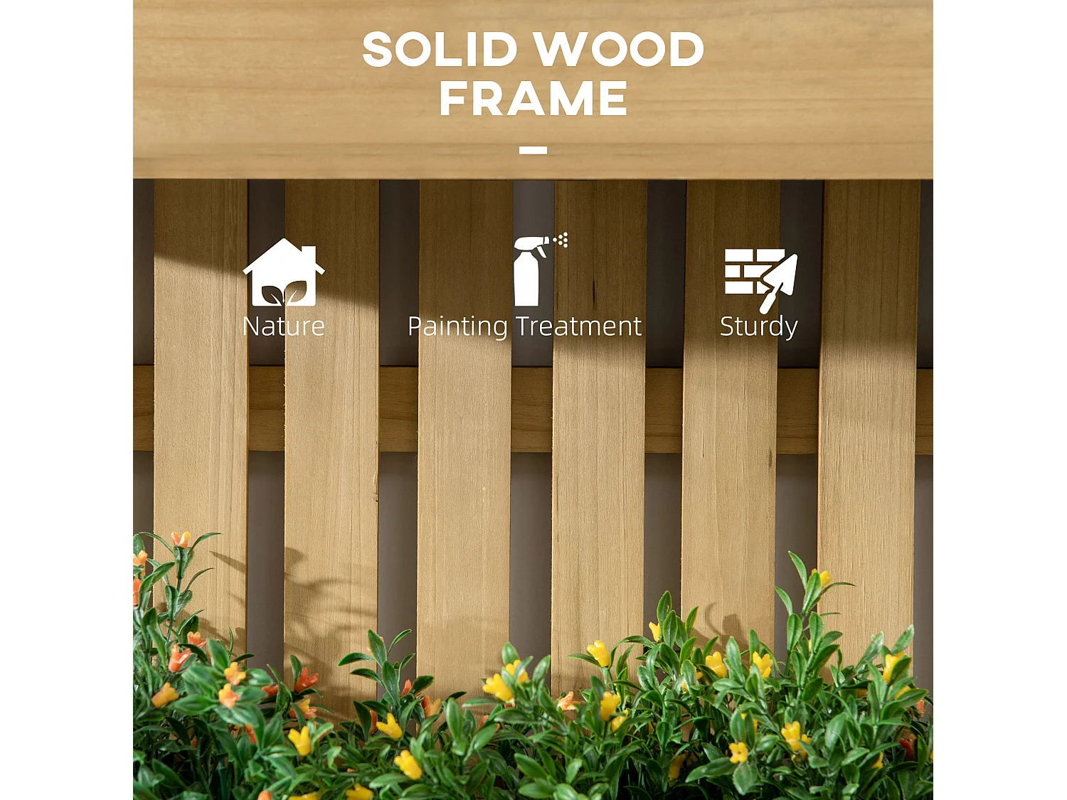 Fioriera da esterno verticale in legno con 3 vasi rimovibili