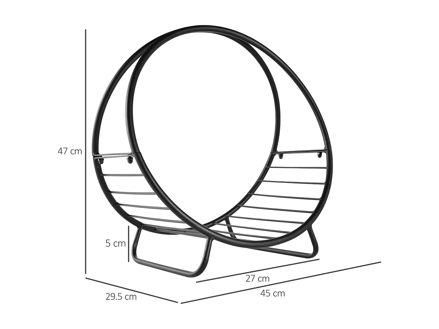 Portalegna in metallo per interni ed esterni con forma a cesto