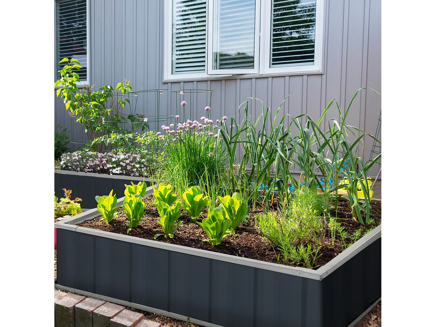 Letto per orto in acciaio fondo aperto montaggio a scatto